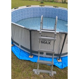 Plieninis pro max rėmo baseinas 366x100 pilkas 12 pėdų bestway 4in1 siurblio filtras