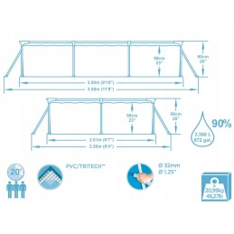 Liels karkasa dārza baseins 300x201x66 bestway