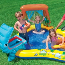 Vandens baseinas, vaikų žaidimo aikštelė, dino čiuožykla