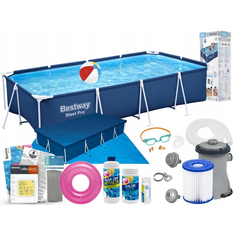 Plieninis sodo baseinas 400x211x81 bestway 56424 rinkinys 17in1 modelis 2024