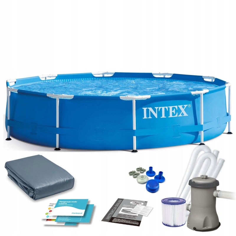 Karkasinis baseino komplektas 4in1 intex 305x76 cm sodo karkaso baseino vonia
