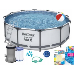 Bestway 56418 plieno pro max apvalaus rėmo baseinas su ID filtro siurbliu