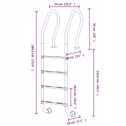 Baseino kopėčios 54x38x184 5 cm 304 nerūdijantis plienas