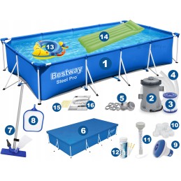 Karkasinis baseinas 400x211x81 cm 16in1 bestway 56424