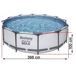 Sodo baseino rėmas su bestway siurbliu 366x100 komplektas su kopėčiomis max 22in1