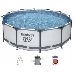 Sodo baseino rėmas su bestway siurbliu 366x100 komplektas su kopėčiomis max 22in1