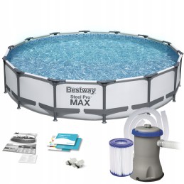 Plieninis pro max rėmo baseinas 427x84 14 pėdų bestway 3in1 siurblio filtras ii