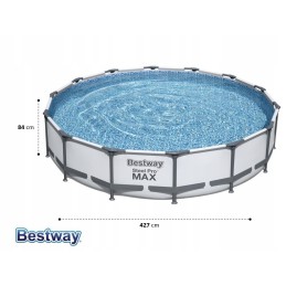 Plieninis pro max rėmo baseinas 427x84 14 pėdų bestway 3in1 siurblio filtras ii