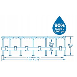 Plieninis pro max rėmo baseinas 427x84 14 pėdų bestway 3in1 siurblio filtras ii