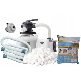 Smėlio siurblys 10500l h filtro rutuliukai 1000g intex 26648