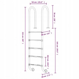 Baseino kopėčios 54x38x211 cm, 304 nerūdijantis plienas