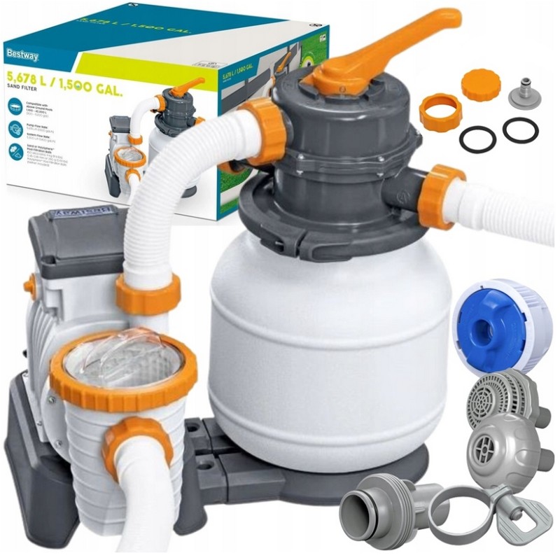 Bestway 58497 smėlio filtro siurblys baseinams 5678l h žarnų jungtys