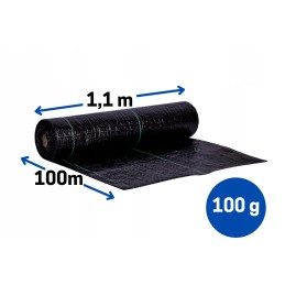 Juoda agrotekstilė piktžolėms, storas, stiprus UV kilimėlis, 100g, 1,1x100m