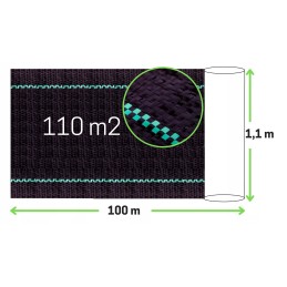 Juoda agrotekstilė piktžolėms, storas, stiprus UV kilimėlis, 100g, 1,1x100m