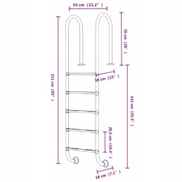 Basseini redel 54x38x211 cm, 304 roostevaba teras