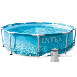 Intex baseino komplektas su metaliniu rėmu paplūdimyje 25
