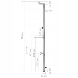 Dārza duša 220 cm, nerūsējošais tērauds