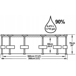 Frame garden pool 366 x 100 cm bestway 5641