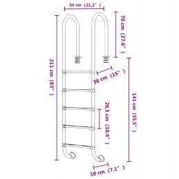 Basseini redel 54x38x211cm, 304 roostevaba teras