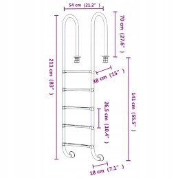 Basseini redel 54x38x211cm, 304 roostevaba teras