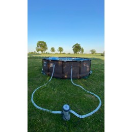 Plieninis pro max rėmo baseino 366x100 rudas 12 pėdų bestway 4in1 filtro siurblys