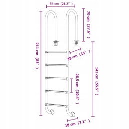 Basseini redel 54x38x211 cm, roostevaba teras