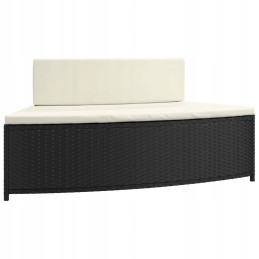 Hot tub in black PE rattan enclosure with 2 benches and stairs