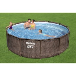 Plieninis pro max rėmo baseino 366x100 rudas 12 pėdų bestway 4in1 filtro siurblys