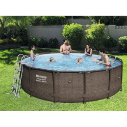 Plieninis pro max rėmo baseino 366x100 rudas 12 pėdų bestway 4in1 filtro siurblys