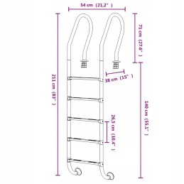 Pool ladder 54x38x211cm stainless steel 304