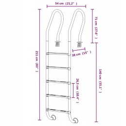 Basseini redel 54x38x211cm, 304 roostevaba teras