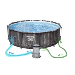 Bestway 5614x steel pro max apaļa rāmja baseins ar ID filtra sūkni