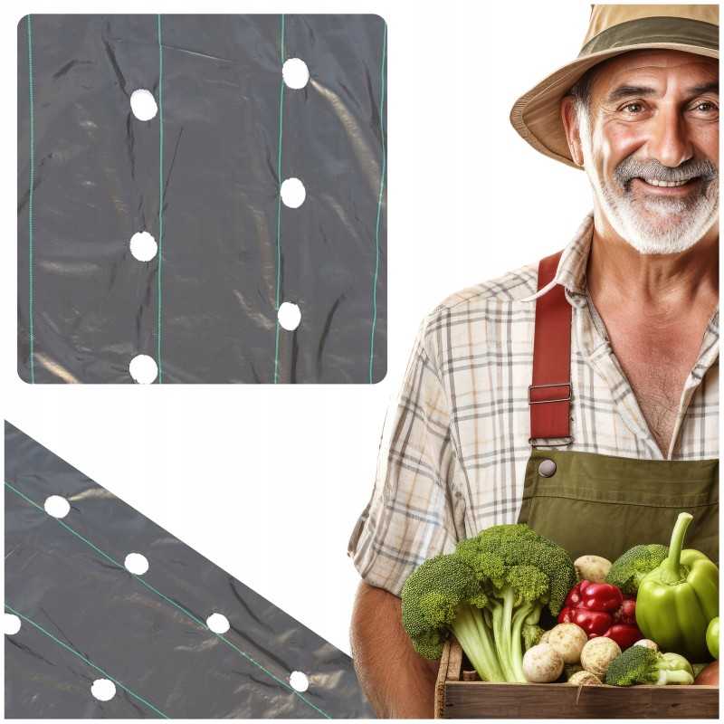 Agrotekstilė, skylutės braškėms ir agurkams, 1,1 x 100 m