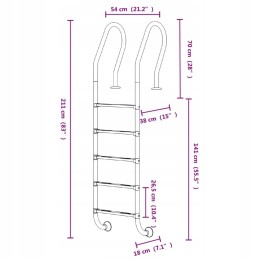 Pool ladder 54x38x211cm stainless steel 304