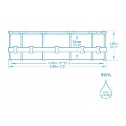 Bestway karkasa dārza baseins 366x100 5614x maks