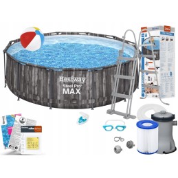 Steel Pro max rāmja baseins 366x100 koka imitācija 12 pēdas bestway 4in1