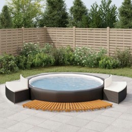 Spa pool enclosure black polyrattan and solid acacia wood