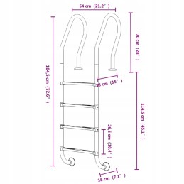 Pool ladder 54x38x184 5 cm stainless steel 304