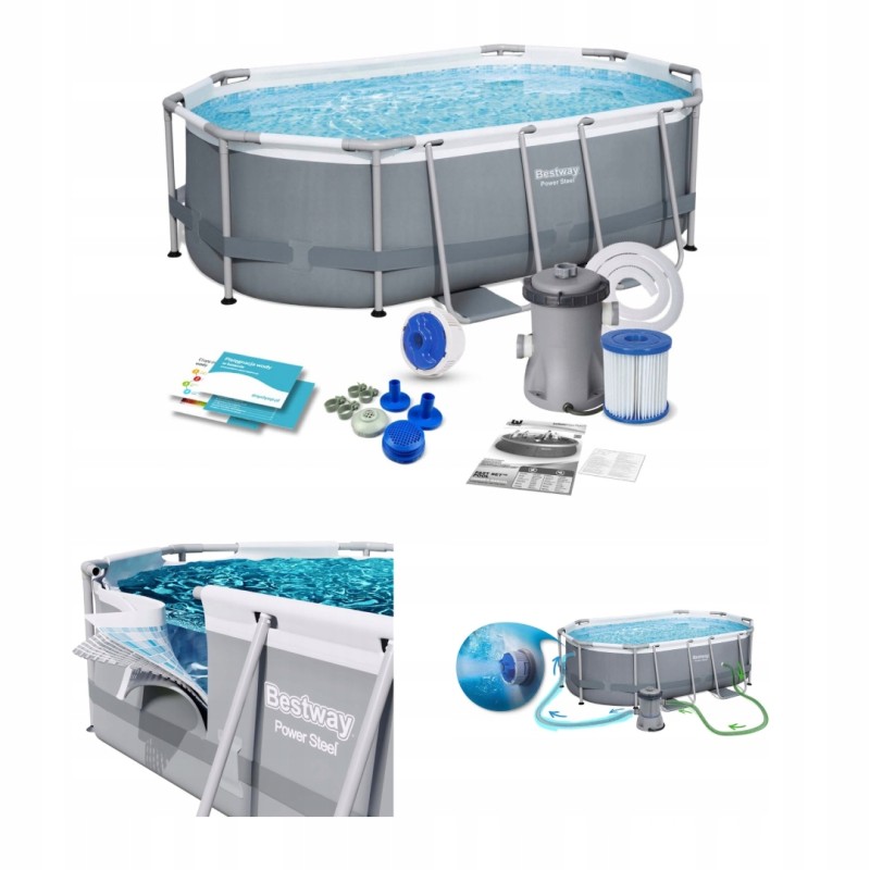 Plieninis sodo baseinas 305 x 200 x 84 cm 10in1 bestway 5614a