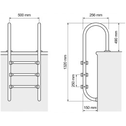 Expondo baseina kāpnes, 3 pakāpieni, 132 cm