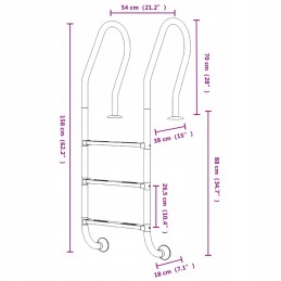 Basseini redel 54x38x158 cm, roostevaba teras