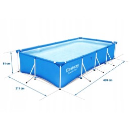 Plieninis sodo baseinas 400 x 211 x 81 cm 15in1 bestway 56405
