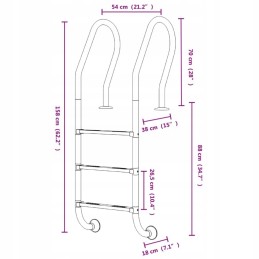 Basseini redel 54x38x158 cm, roostevaba teras