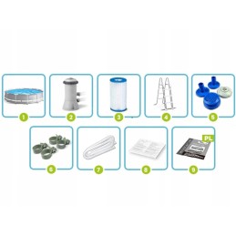 12-in-1 rėmo baseinas, kopėčios, chemija, plūdė, testeris