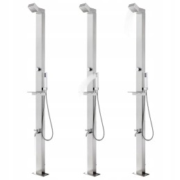Vidaxl Garden Shower with Brown Base 225 cm Stainless Steel