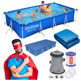 Didelis bestway stačiakampio karkaso sodo baseinas