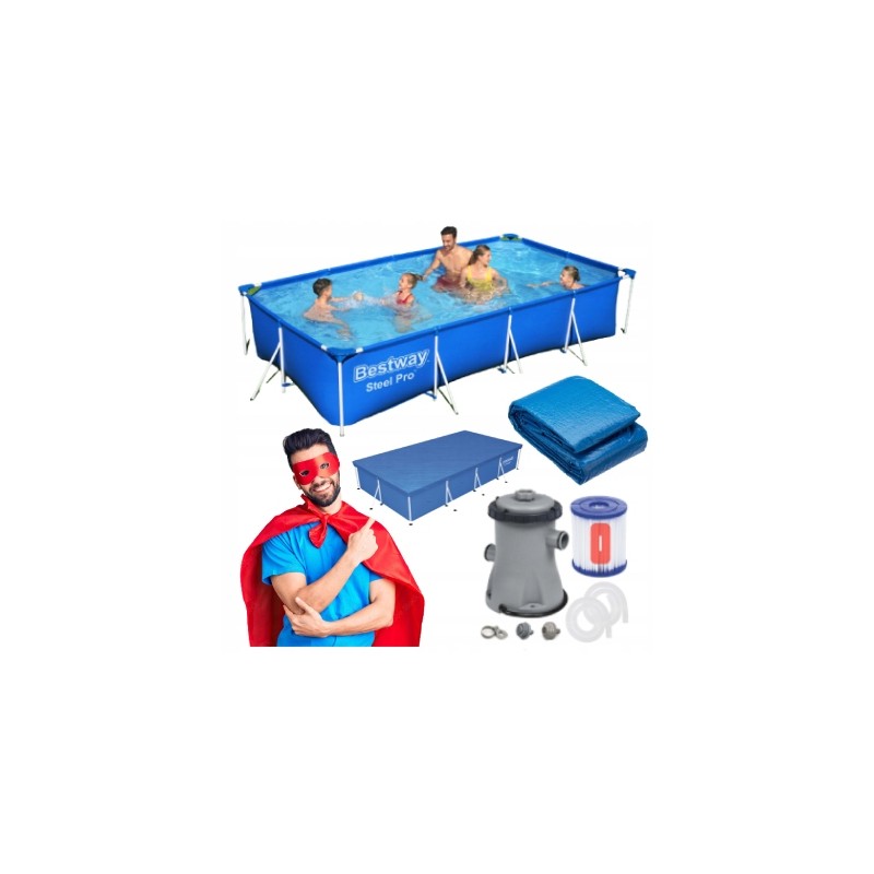 Didelis bestway stačiakampio karkaso sodo baseinas