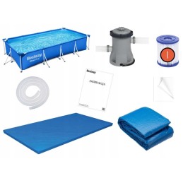 Didelis bestway stačiakampio karkaso sodo baseinas