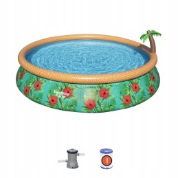 Bestway 57416 fast set expansion pool with palm tree and filter pump 4 57m x