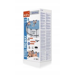 Plieninis pro max rėmo baseinas 457x107 15 pėdų bestway 5in1 kopėčių siurblys